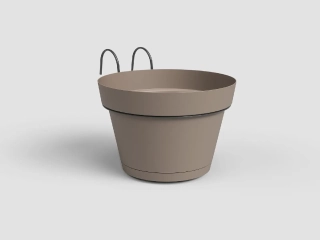 Květináč CAPRI, závěsný, na balkon, 20cm, plast, šedá|MATTE TAUPE|Artevasi