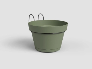 Květináč CAPRI, závěsný, na balkon, 20cm, plast, zelená|ASH GREEN|Artevasi