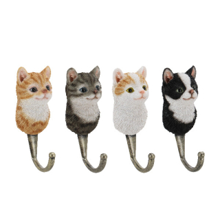 Háček kočka CATYHEAD, 5x5x12cm (balení obsahuje 4 kusy!)|Esschert Design