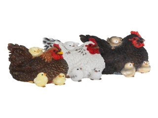 Zvířátka a postavy OUTDOORTRUE TO NATURE Slepice s kuřaty,15cm,hnědá/bílá/černá (balení obsahuje 3 kusy!)|Esschert Design