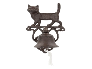 Zvonek s kočkou CAT BEST FOR BOOTS, litina, 14x13x24cm, hnědá|Esschert Design
