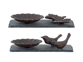 Pítko/koupel pro ptáčky PTÁČEK/MOTÝL, 20x12cm, litina (DOPRODEJ)|Esschert Design