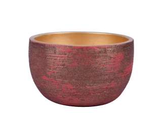 Mísa/Obal na květináč keramický FUNCHAL, pr.19x10cm, červená/zlatá|RED W/GOLD|Ego Dekor