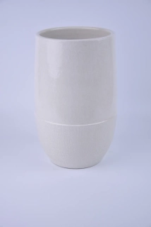 Váza keramická SETUBAL, pr.19x30cm, krémová|DRIP CREAM|Ego Dekor