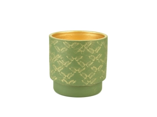 Obal na květináč keramický LUSO, pr.17x15cm, zelená|GREEN GOLD|Ego Dekor