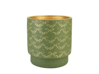 Obal na květináč keramický LUSO, pr.24x22cm, zelená|GREEN GOLD|Ego Dekor